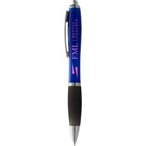 Nash ballpoint pen with coloured barrel and black grip, Blue, solid black (Plastic pen)