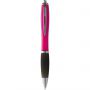 Nash ballpoint pen with coloured barrel and black grip, Pink, solid black