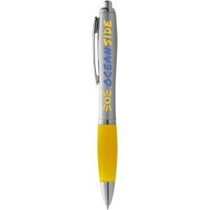 Nash ballpoint pen with coloured grip, Silver,Yellow (Plastic pen)