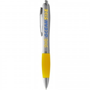 Nash ballpoint pen with coloured grip, Silver,Yellow (Plastic pen)