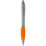 Nash ballpoint pen with silver barrel with coloured grip, Silver,Orange