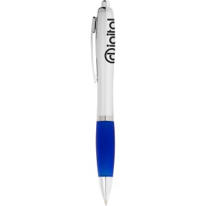 Nash ballpoint pen with silver barrel with coloured grip, Silver,Royal blue (Plastic pen)