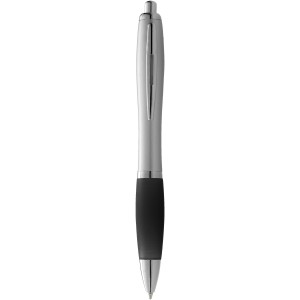 Nash ballpoint pen with silver barrel with coloured grip, Silver, solid black (Plastic pen)