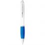 Nash ballpoint pen with white barrel and coloured grip, White,Aqua