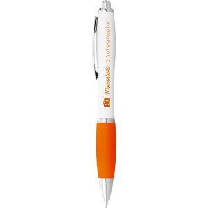 Nash ballpoint pen with white barrel and coloured grip, White,Orange (Plastic pen)