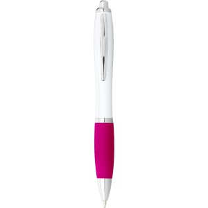Nash ballpoint pen with white barrel and coloured grip, White,Pink