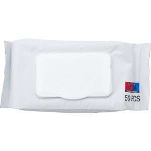 Pouch with 50 wet tissues (75% alcohol) Estella, white