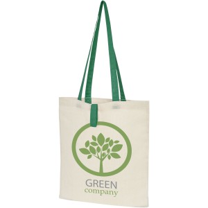 Nevada 100 g/m2 cotton foldable tote bag, Natural, Green (cotton bag)