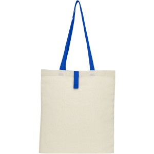 Nevada 100 g/m2 cotton foldable tote bag, Natural, Royal blue (cotton bag)