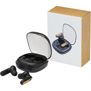 Nitida TWS bamboo earbuds, Solid black (Earphones, headphones)