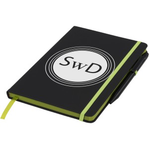 Noir Edge medium notebook, solid black,Lime (Notebooks)