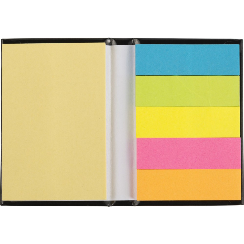 Notebook with sticky notes, black (Sticky notes) Reklámajándék.hu Ltd.