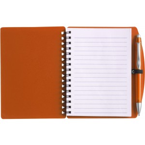 A6 Wire bound notebook and ballpen, orange (Notebooks)