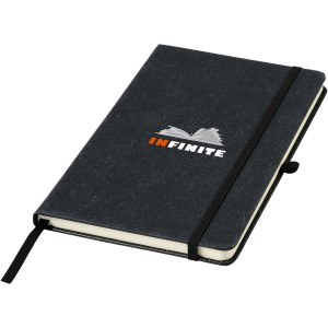 Atlana re-used leather A5 size notebook, solid black (Notebooks)