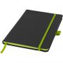 Colour-edge A5 hard cover notebook, solid black,Lime