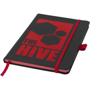Colour-edge A5 hard cover notebook, solid black,Red (Notebooks)