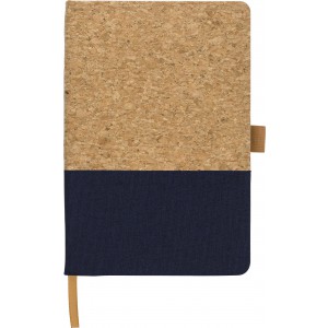 Cork and cotton notebook Trevor, blue