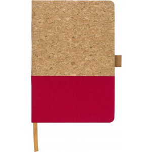 Cork and cotton notebook Trevor, red (Notebooks)