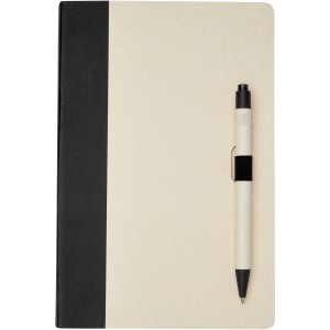 Dairy Dream A5 size reference notebook and ballpoint pen set, Solid black (Notebooks)