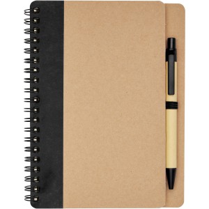 Priestly recycled notebook with pen, Natural, solid black (Notebooks)