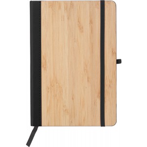 PU and bamboo notebook Dorita, black (Notebooks)