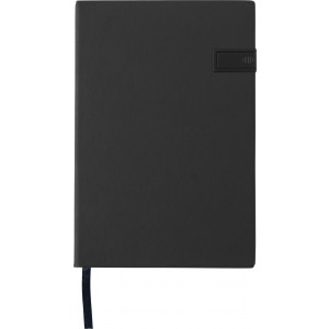 PU notebook with USB drive Lex, black (Notebooks)