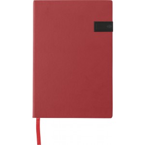 PU notebook with USB drive Lex, red (Notebooks)