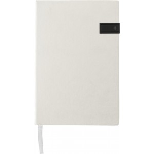 PU notebook with USB drive Lex, white (Notebooks)