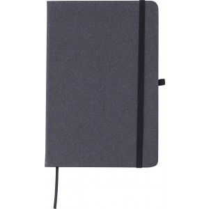 Recycled leather notebook (A5) Gianna, black (Notebooks)