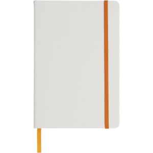 Spectrum A5 white notebook with coloured strap, White,Orange (Notebooks)
