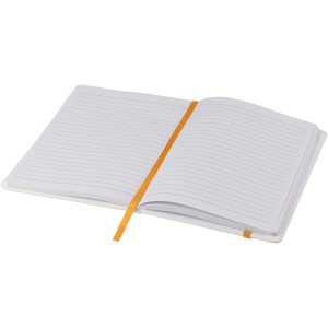 Spectrum A5 white notebook with coloured strap, White,Orange (Notebooks)