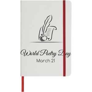 Spectrum A5 white notebook with coloured strap, White,Red (Notebooks)