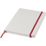 Spectrum A5 white notebook with coloured strap, White,Red