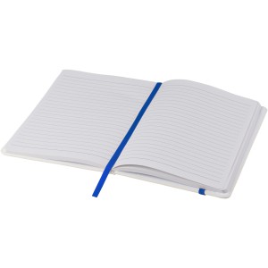 Spectrum A5 white notebook with coloured strap, White,Royal blue (Notebooks)