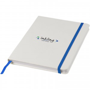 Spectrum A5 white notebook with coloured strap, White,Royal blue (Notebooks)