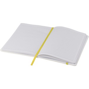 Spectrum A5 white notebook with coloured strap, White,Yellow (Notebooks)