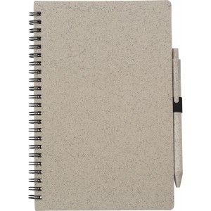 Wheat straw notebook with pen Massimo, brown (Notebooks)