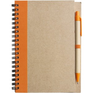 Wire bound notebook with ballpen. Stella, orange (Notebooks)