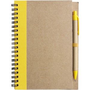 Wire bound notebook with ballpen. Stella, yellow (Notebooks)