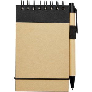 Zuse A7 recycled jotter notepad with pen, Natural, solid black (Notebooks)