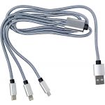 Nylon charging cable, silver (8597-32)