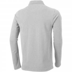 Oakville long sleeve men's polo, Grey melange (Long-sleeved shirt)