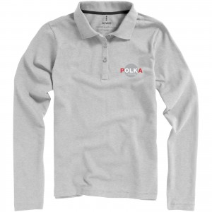 Oakville long sleeve women's polo, Grey melange (Long-sleeved shirt)