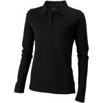 Oakville long sleeve women's polo, solid black (3808799)