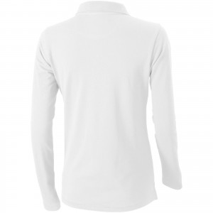 Oakville long sleeve women's polo, White (Long-sleeved shirt)