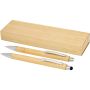 Oblys bamboo ballpoint pen and mechanical pencil set (black 