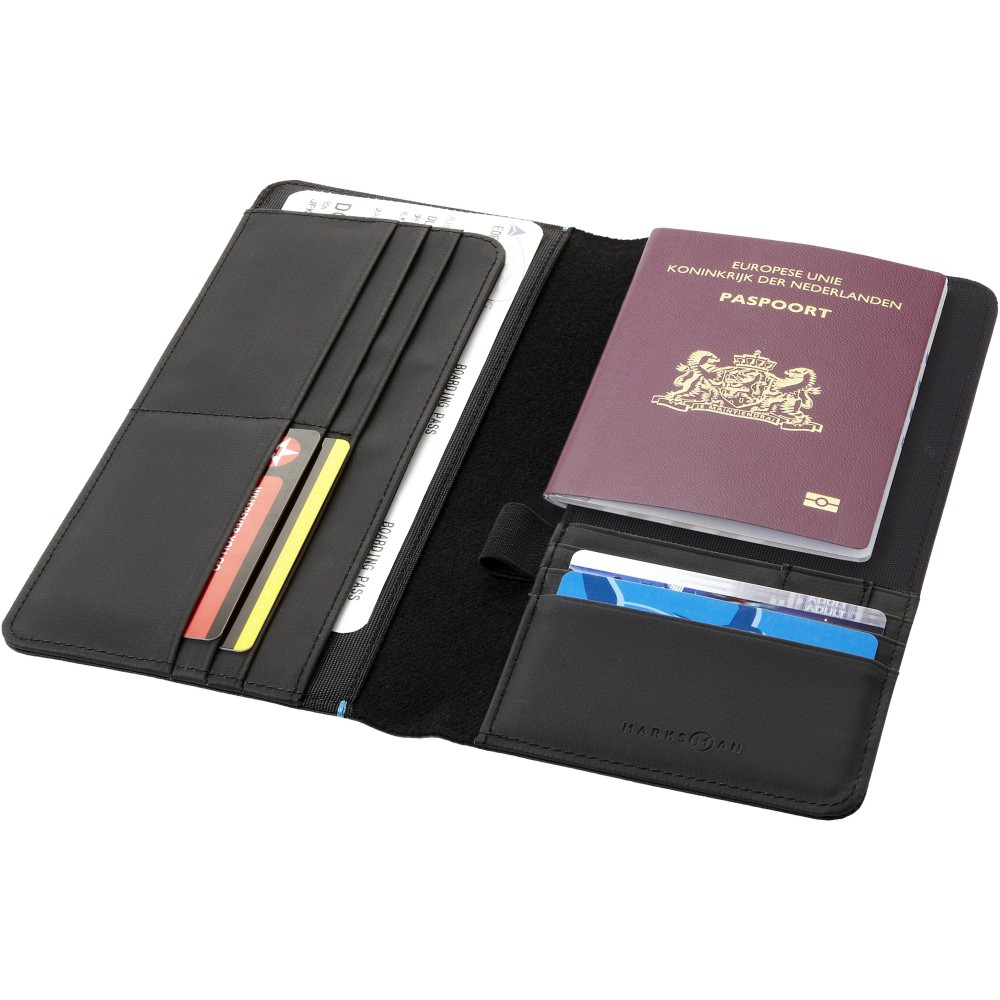 Printed Odyssey RFID secure travel wallet, solid black (Travel wallets)