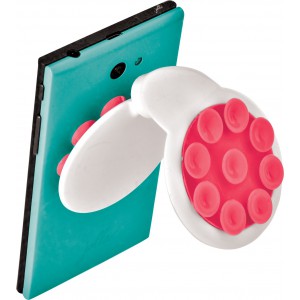 Plastic mobile phone holder with suction cups, red (Office desk equipment)