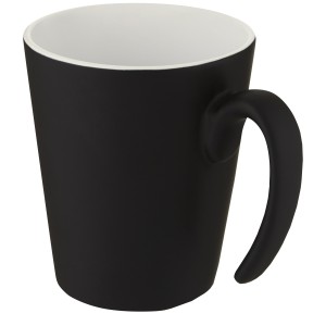 Oli 360 ml ceramic mug with handle, White, Solid black (Mugs)