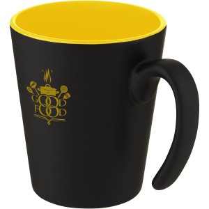 Oli 360 ml ceramic mug with handle, Yellow, Solid black (Mugs)